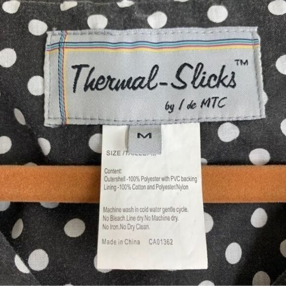 Thermal Slicks Waterproof Rain Jacket w/Polka Dot Lining - Beige/B&W Size Medium - Picture 3 of 7